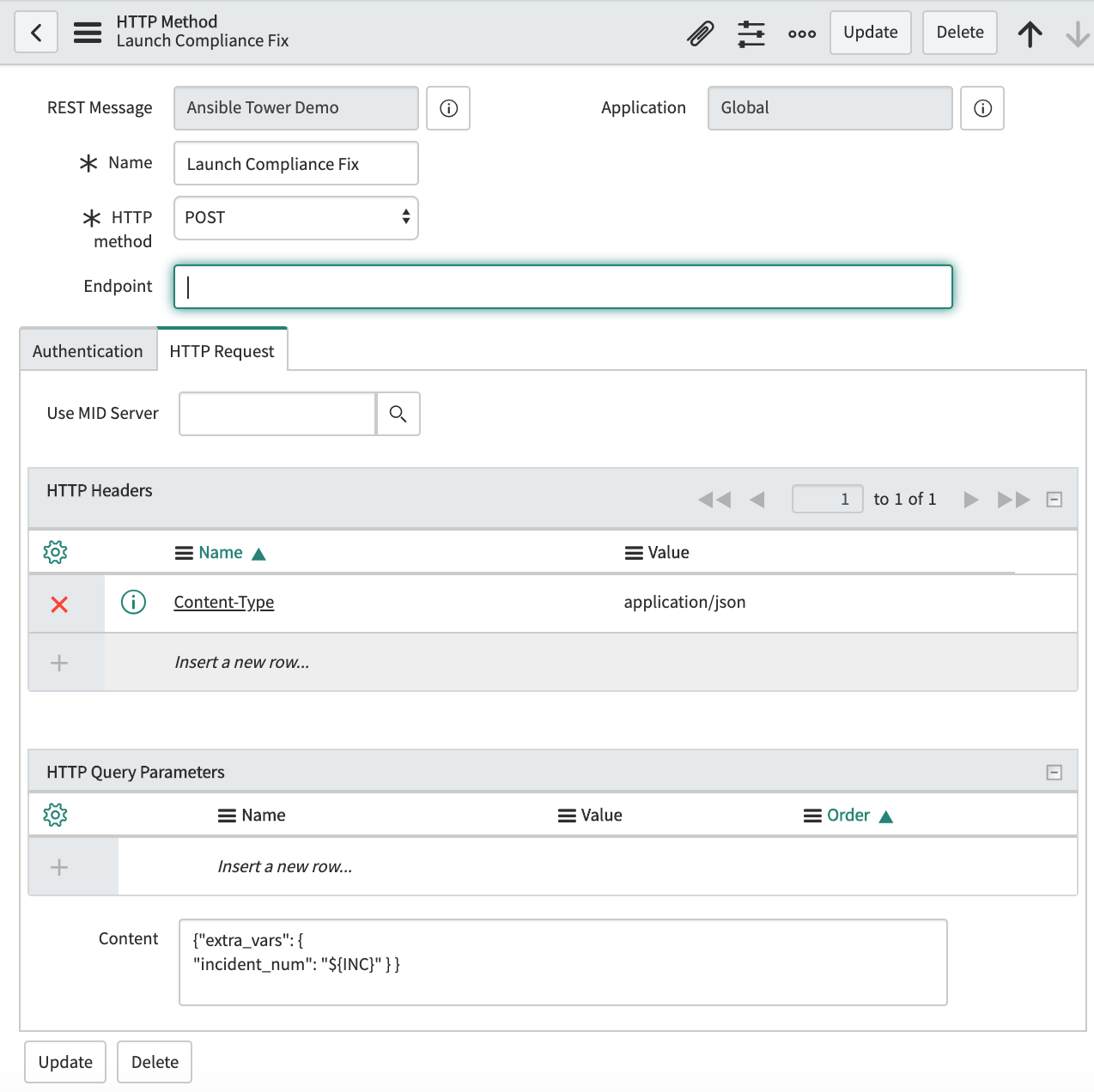 screenshot of servicenow