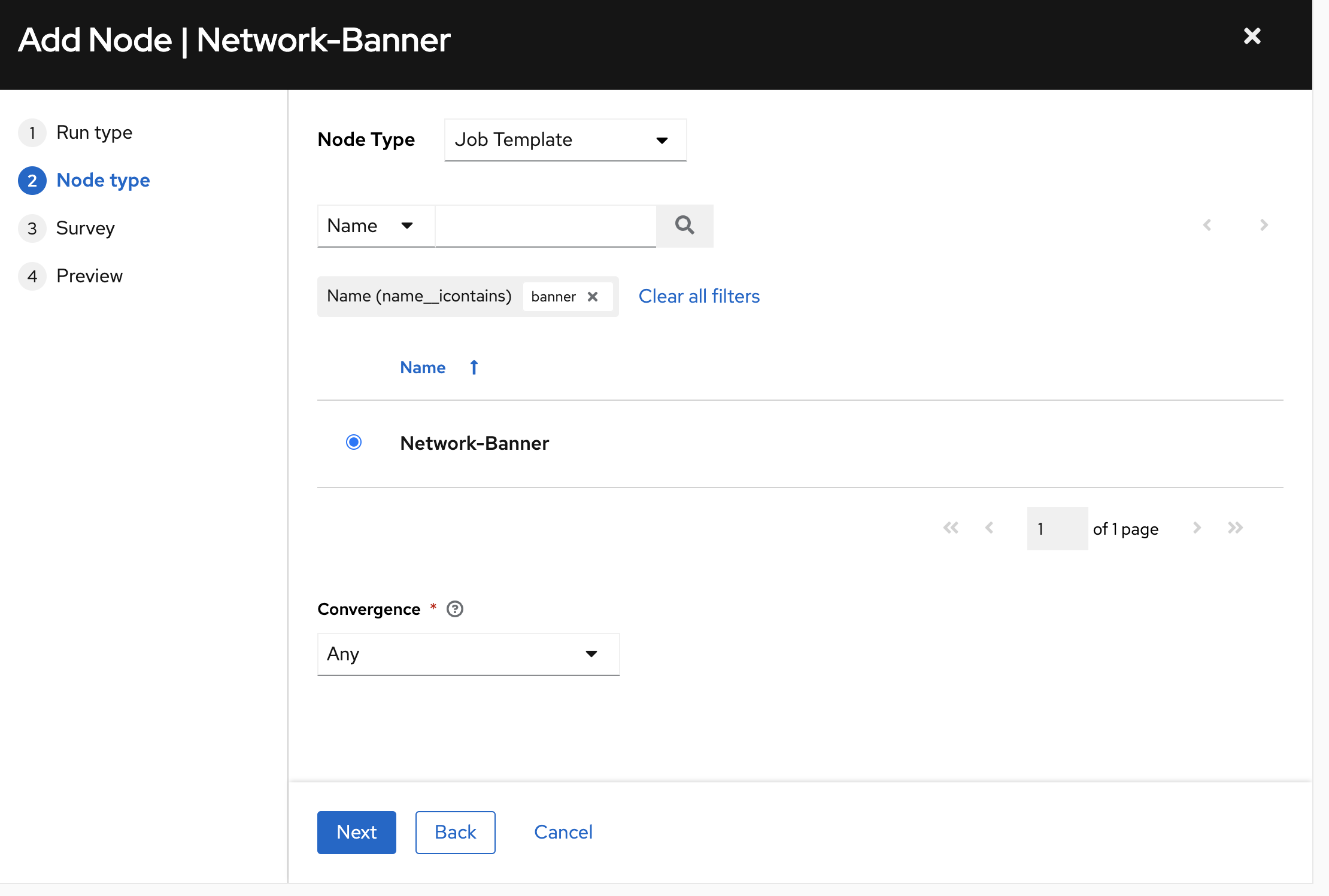 add network banner job template
